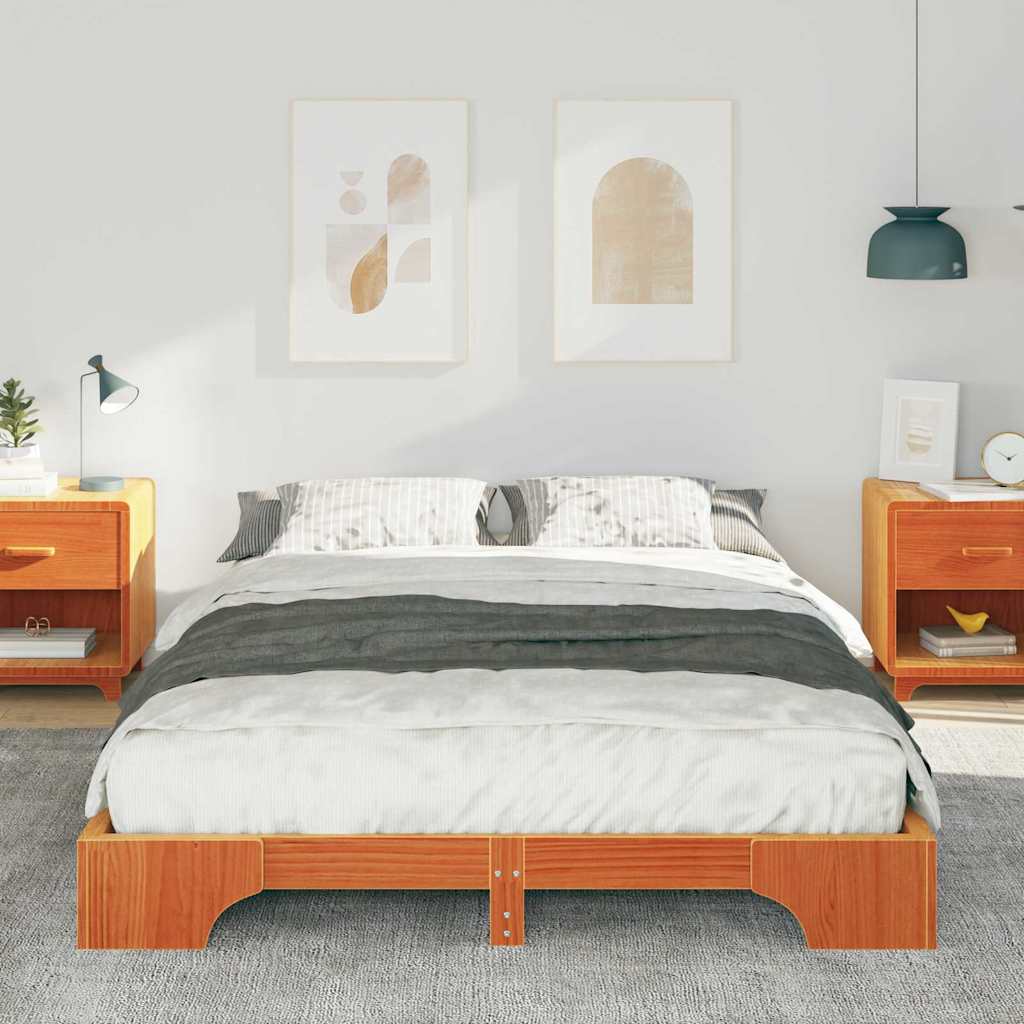Bedframe Bruin 140 x 210 cm Massief grenenhout is nu te koop bij PeponiXL, paradijselijk wonen!