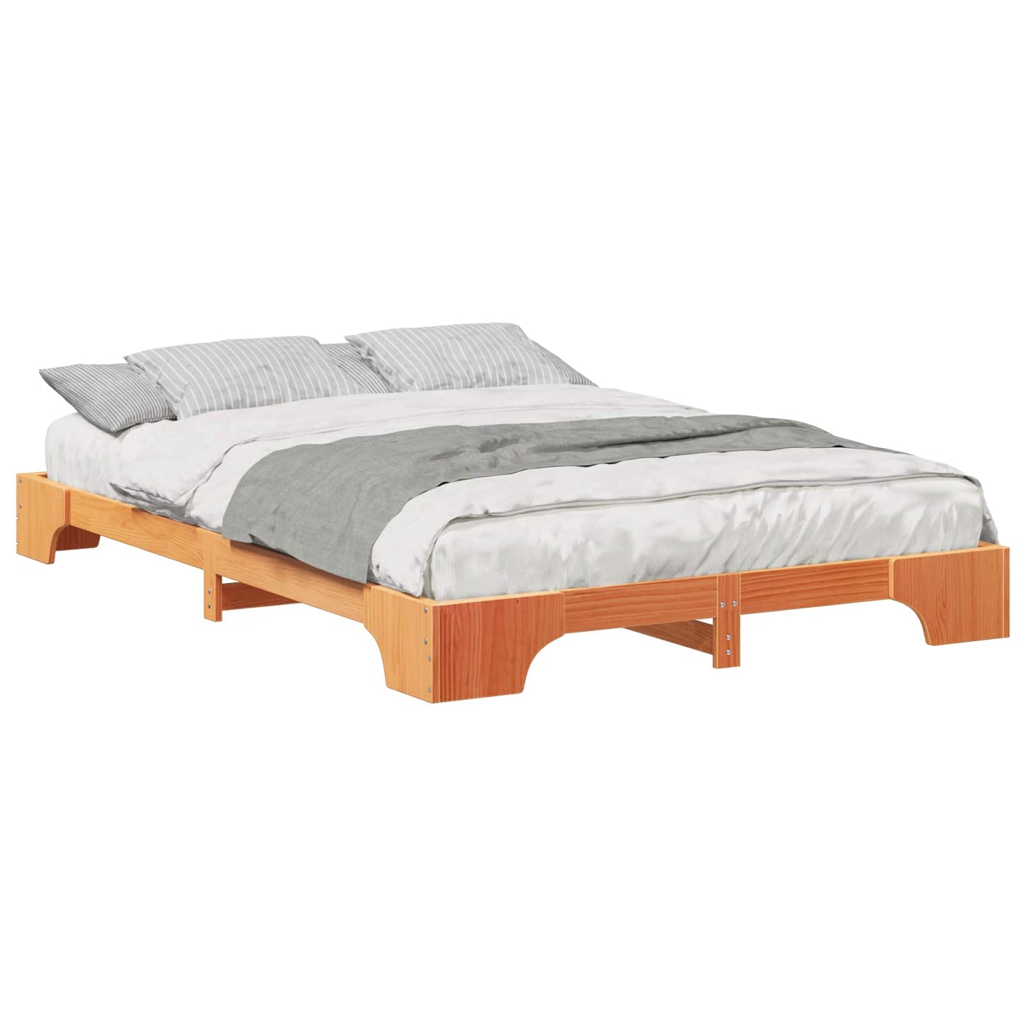 Bedframe Bruin 140 x 210 cm Massief grenenhout is nu te koop bij PeponiXL, paradijselijk wonen!