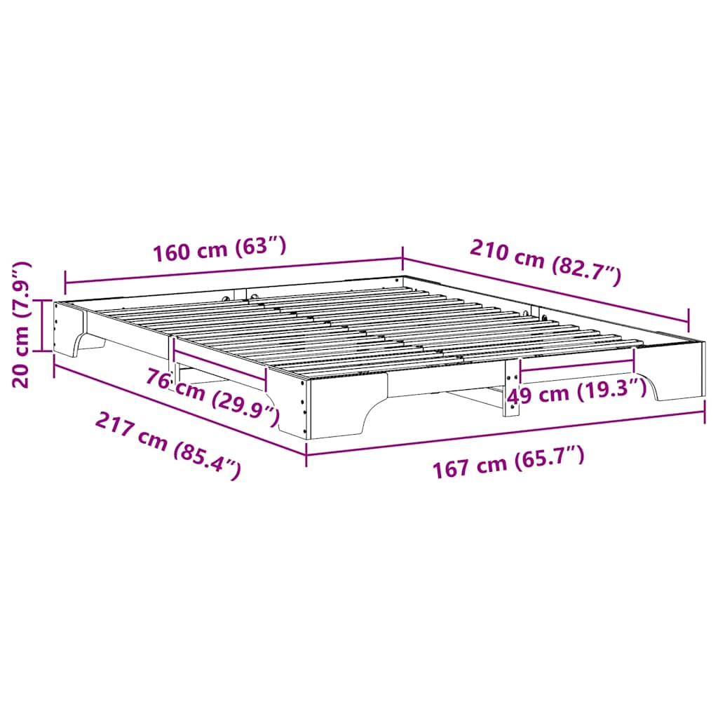 Bedframe Wit 160 x 210 cm Massief grenenhout is nu te koop bij PeponiXL, paradijselijk wonen!