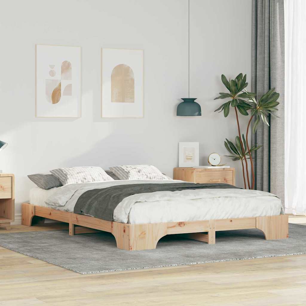 Bedframe Bruin 140 x 220 cm Massief grenenhout is nu te koop bij PeponiXL, paradijselijk wonen!