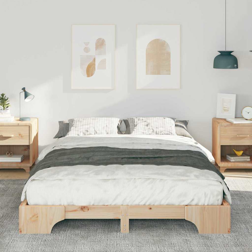 Bedframe Bruin 140 x 220 cm Massief grenenhout is nu te koop bij PeponiXL, paradijselijk wonen!
