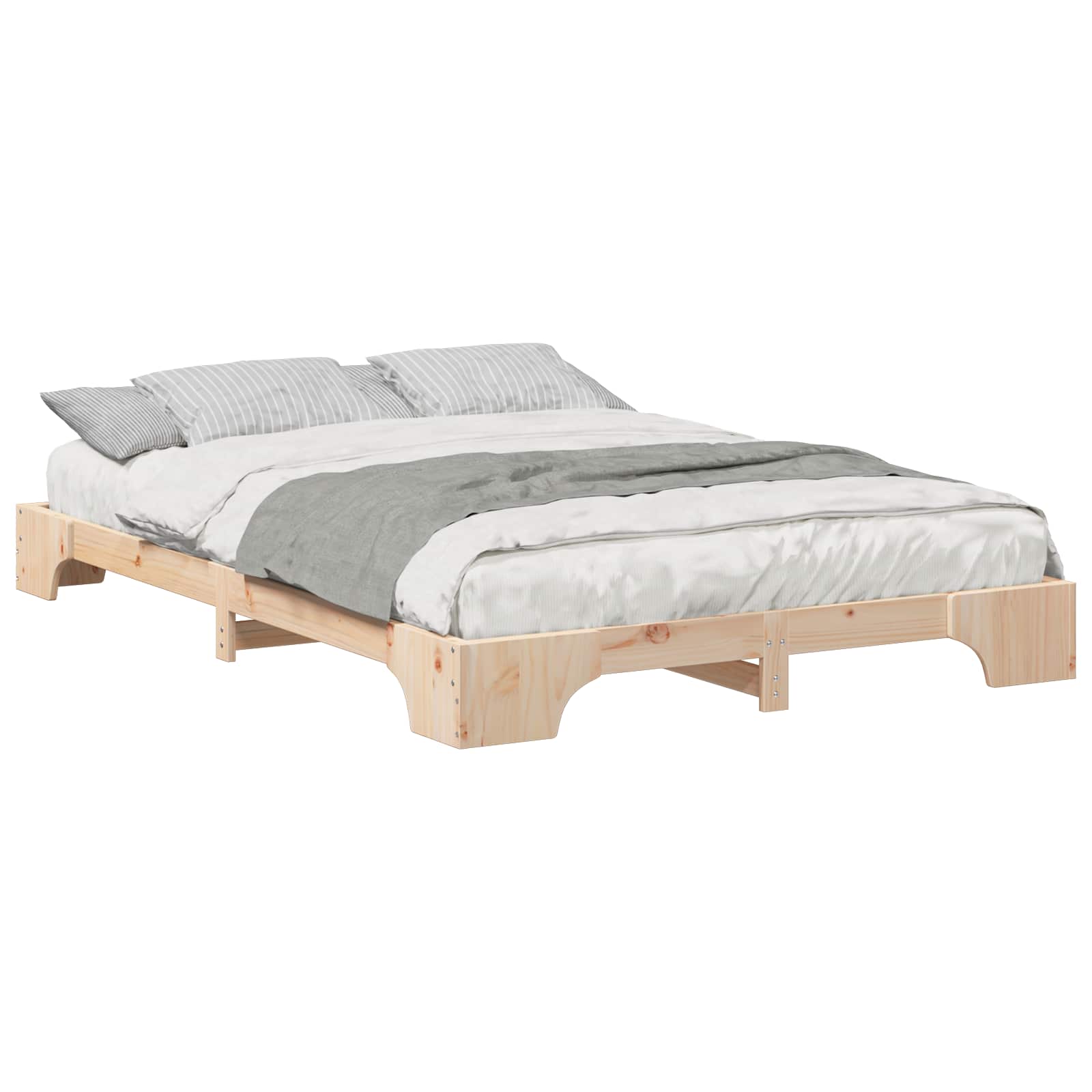 Bedframe Bruin 140 x 220 cm Massief grenenhout is nu te koop bij PeponiXL, paradijselijk wonen!