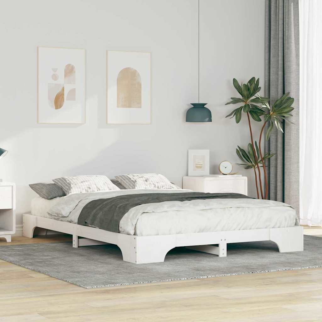 Bedframe Wit 140 x 220 cm Massief grenenhout is nu te koop bij PeponiXL, paradijselijk wonen!