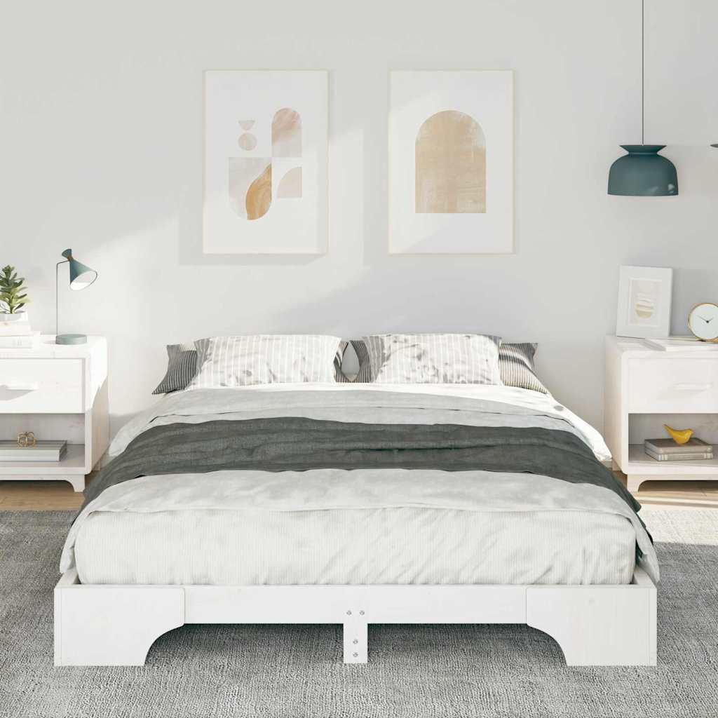 Bedframe Wit 140 x 220 cm Massief grenenhout is nu te koop bij PeponiXL, paradijselijk wonen!
