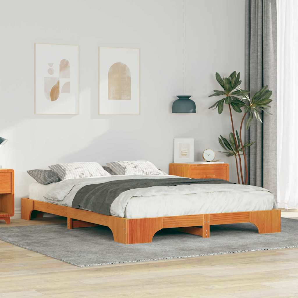 Bedframe Bruin 140 x 220 cm Massief grenenhout is nu te koop bij PeponiXL, paradijselijk wonen!