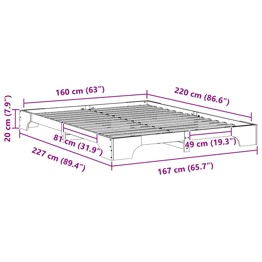 Bedframe Wit 160 x 220 cm Massief grenenhout is nu te koop bij PeponiXL, paradijselijk wonen!