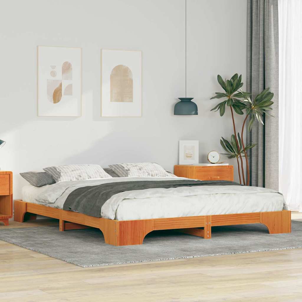 Bedframe Bruin 160 x 220 cm Massief grenenhout is nu te koop bij PeponiXL, paradijselijk wonen!