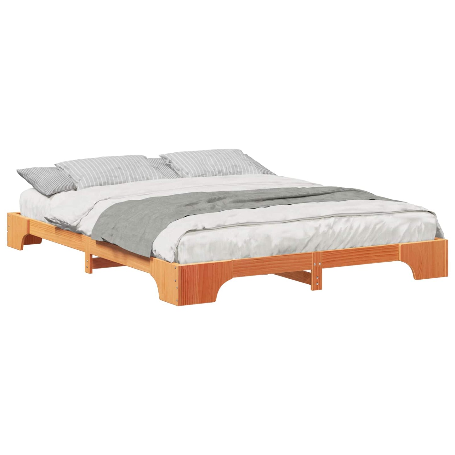 Bedframe Bruin 160 x 220 cm Massief grenenhout is nu te koop bij PeponiXL, paradijselijk wonen!