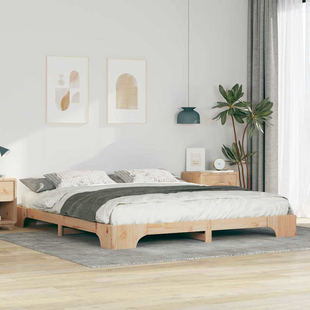 Bedframe Bruin 200 x 220 cm Massief grenenhout is nu te koop bij PeponiXL, paradijselijk wonen!