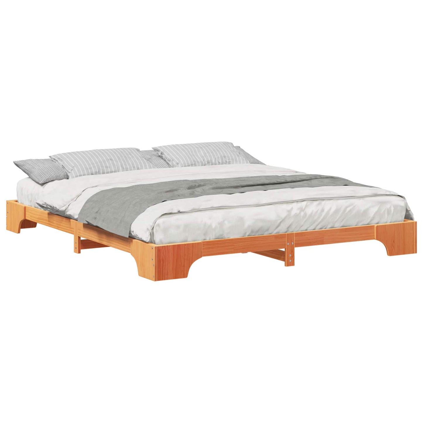 Bedframe Bruin 200 x 220 cm Massief grenenhout is nu te koop bij PeponiXL, paradijselijk wonen!