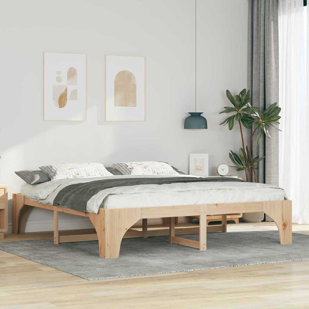 Bedframe Bruin 200 x 200 cm Massief grenenhout is nu te koop bij PeponiXL, paradijselijk wonen!