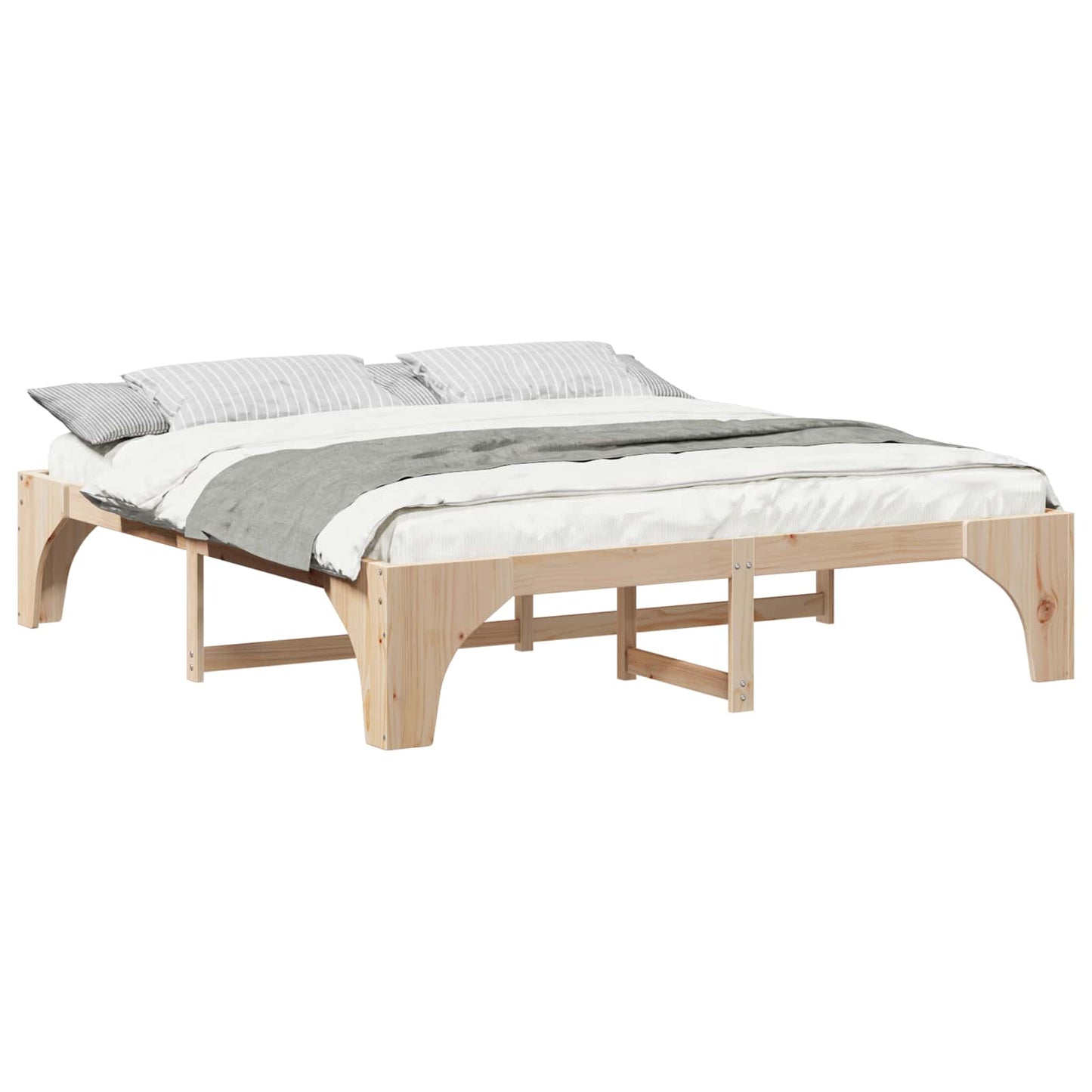 Bedframe Bruin 200 x 200 cm Massief grenenhout is nu te koop bij PeponiXL, paradijselijk wonen!