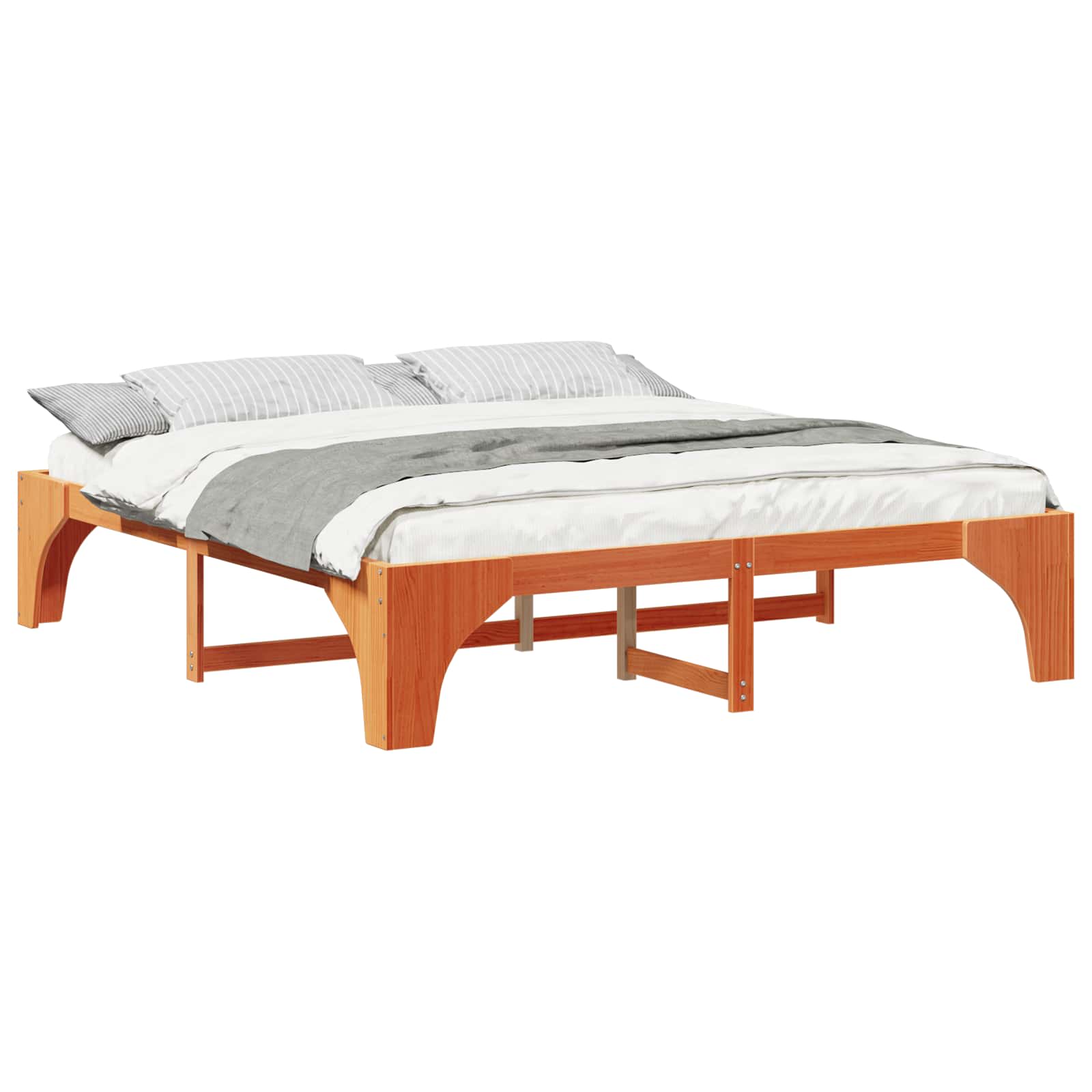 Bedframe Bruin 200 x 200 cm Massief grenenhout is nu te koop bij PeponiXL, paradijselijk wonen!
