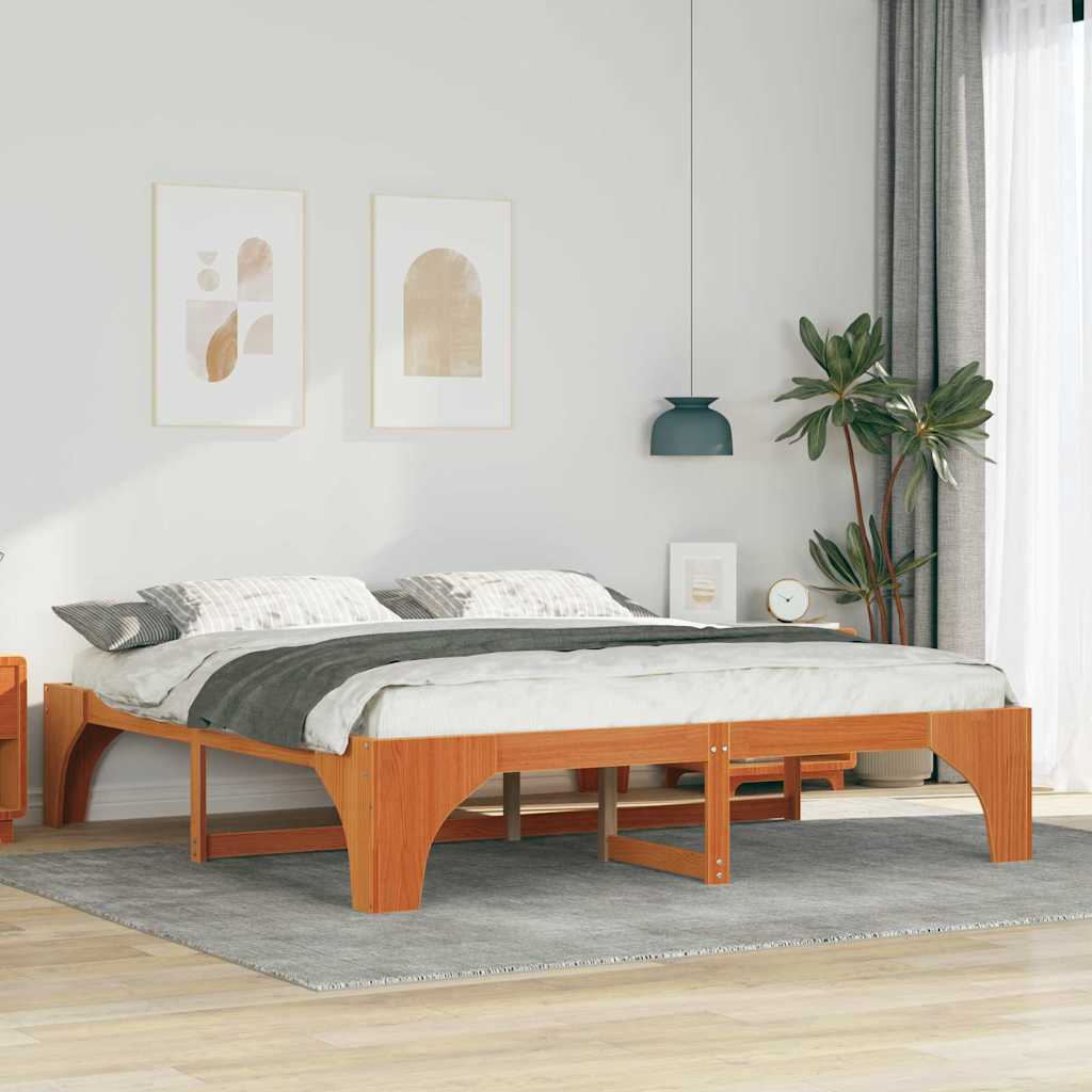 Bedframe Bruin 180 x 200 cm Massief grenenhout is nu te koop bij PeponiXL, paradijselijk wonen!