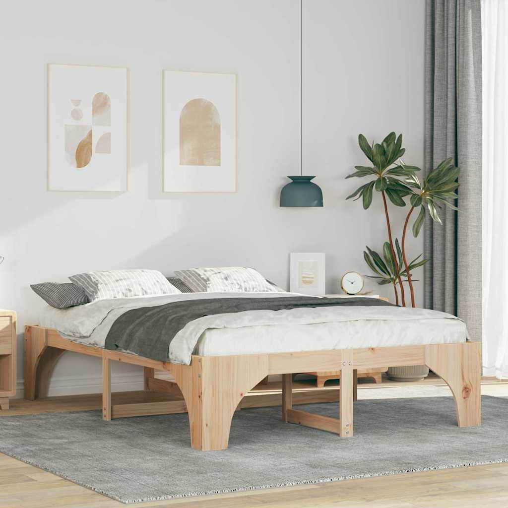 Bedframe Bruin 160 x 200 cm Massief grenenhout is nu te koop bij PeponiXL, paradijselijk wonen!