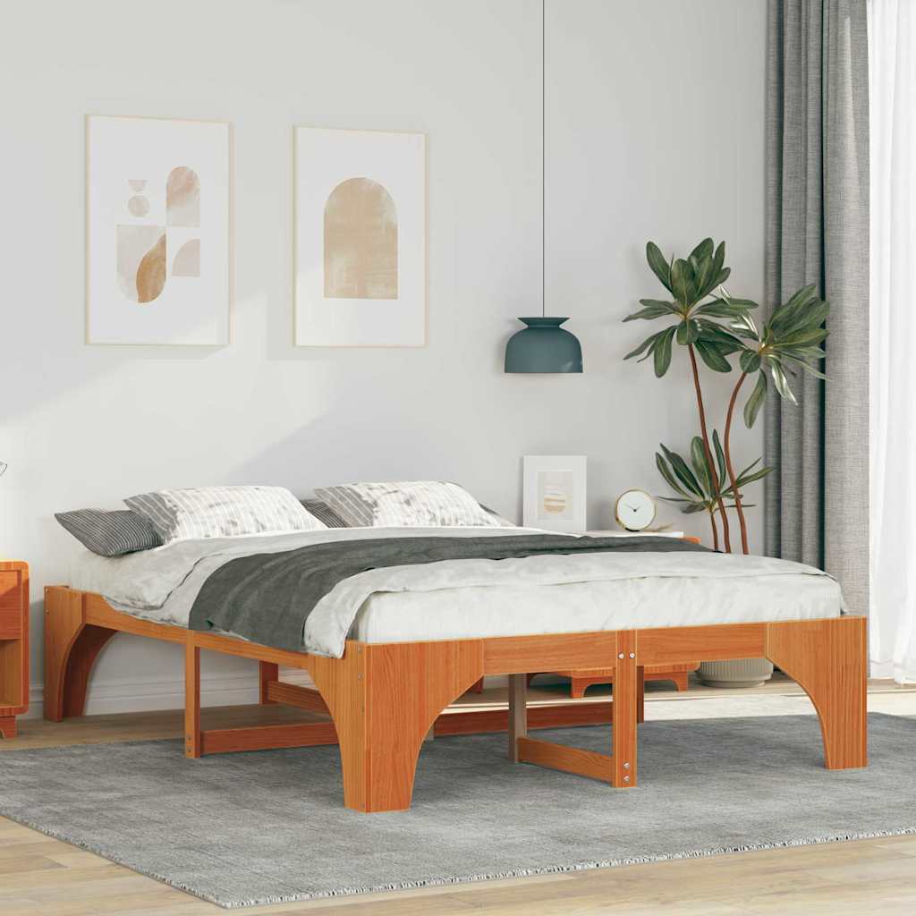 Bedframe Bruin 160 x 200 cm Massief grenenhout is nu te koop bij PeponiXL, paradijselijk wonen!
