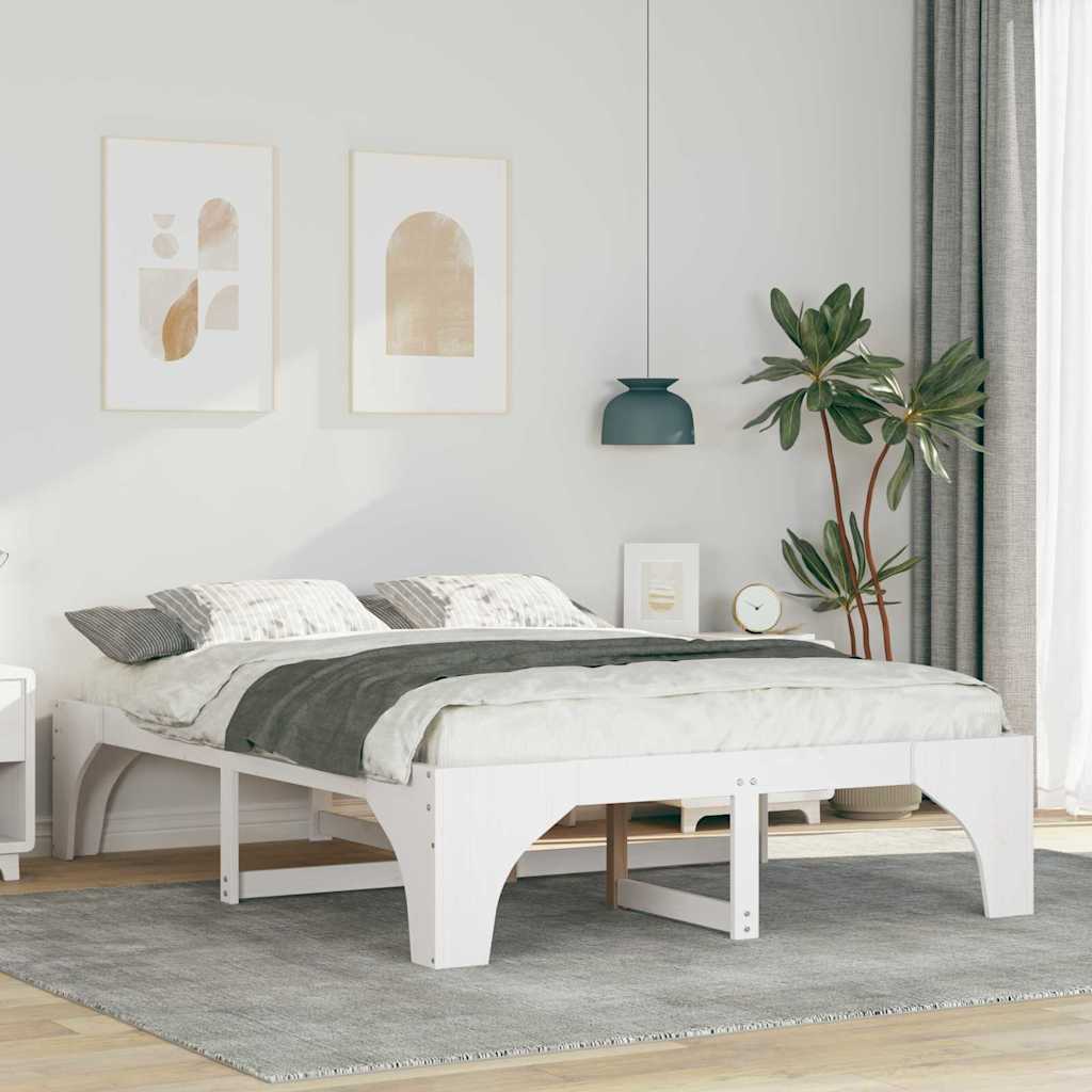 Bedframe Wit 150 x 200 cm Massief grenenhout is nu te koop bij PeponiXL, paradijselijk wonen!