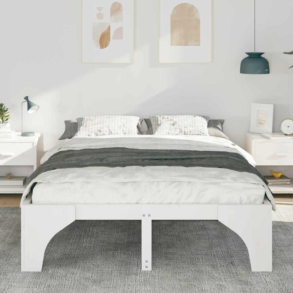 Bedframe Wit 150 x 200 cm Massief grenenhout is nu te koop bij PeponiXL, paradijselijk wonen!