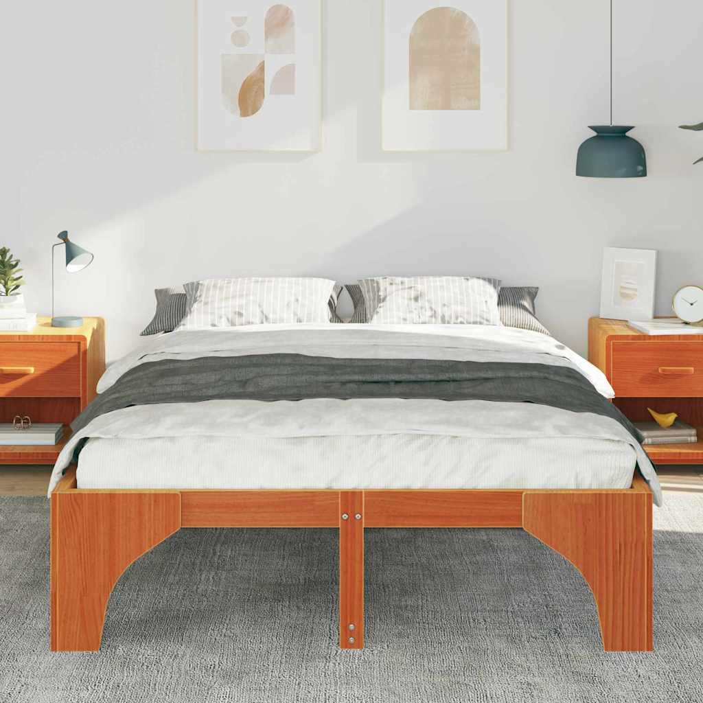 Bedframe Bruin 150 x 200 cm Massief grenenhout is nu te koop bij PeponiXL, paradijselijk wonen!