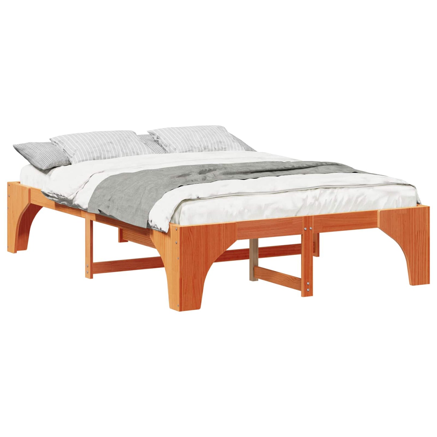 Bedframe Bruin 140 x 200 cm Massief grenenhout is nu te koop bij PeponiXL, paradijselijk wonen!