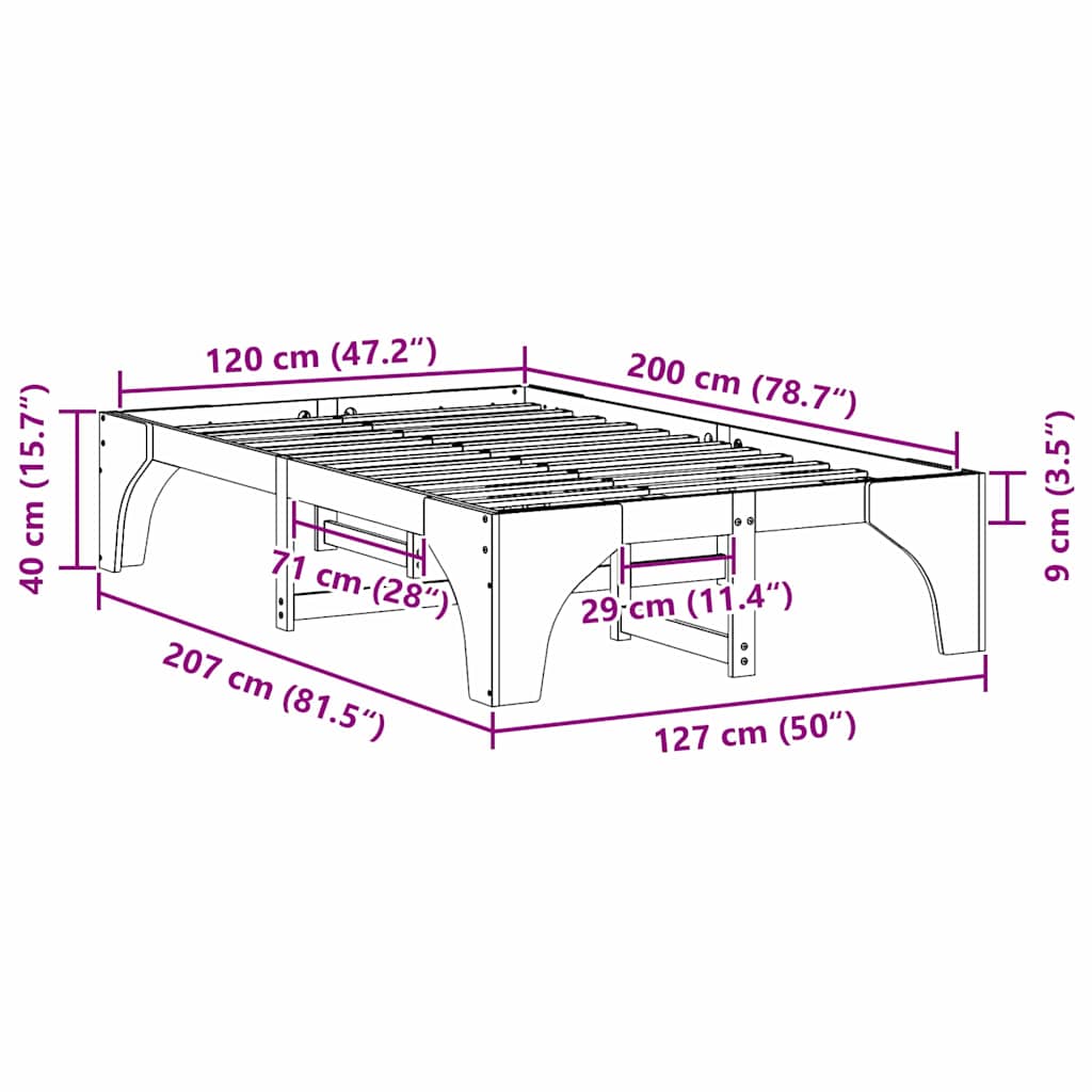Bedframe Bruin 120 x 200 cm Massief grenenhout is nu te koop bij PeponiXL, paradijselijk wonen!