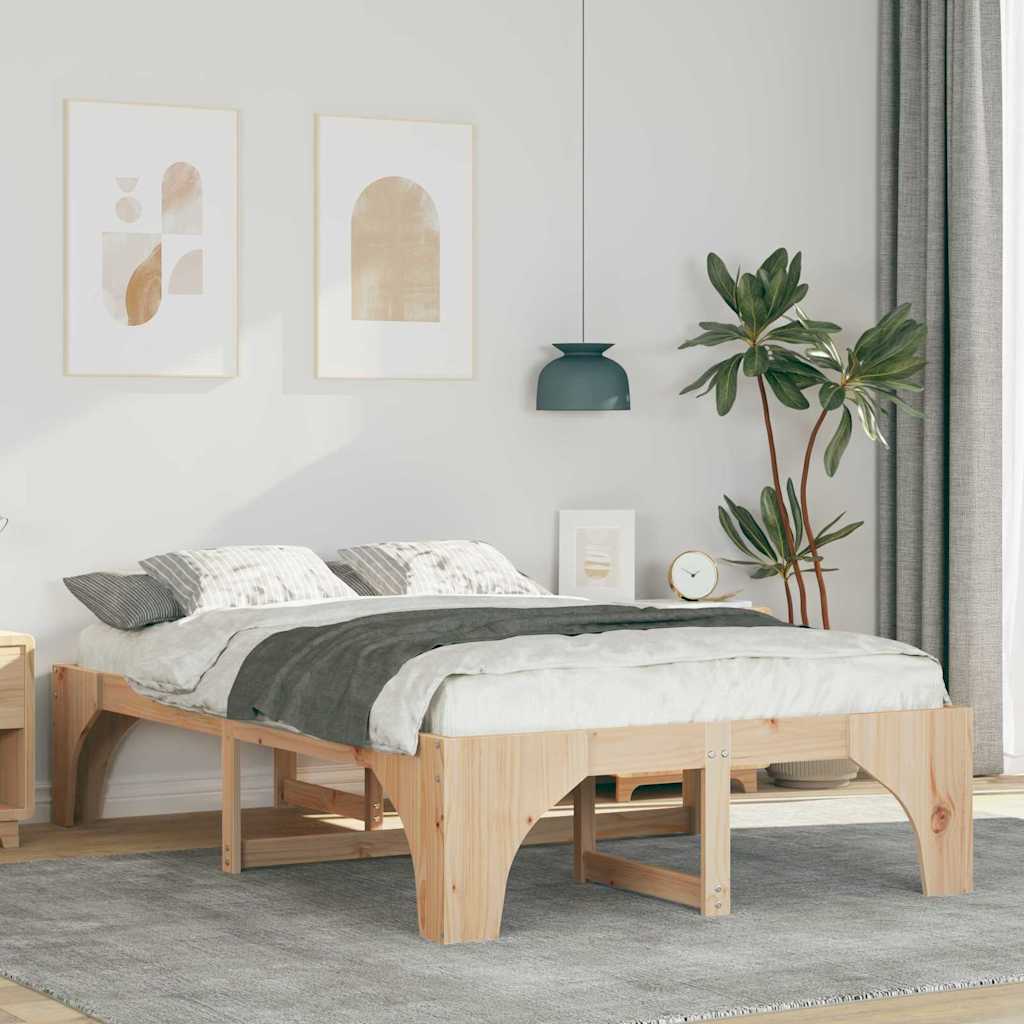 Bedframe Bruin 140 x 190 cm Massief grenenhout is nu te koop bij PeponiXL, paradijselijk wonen!