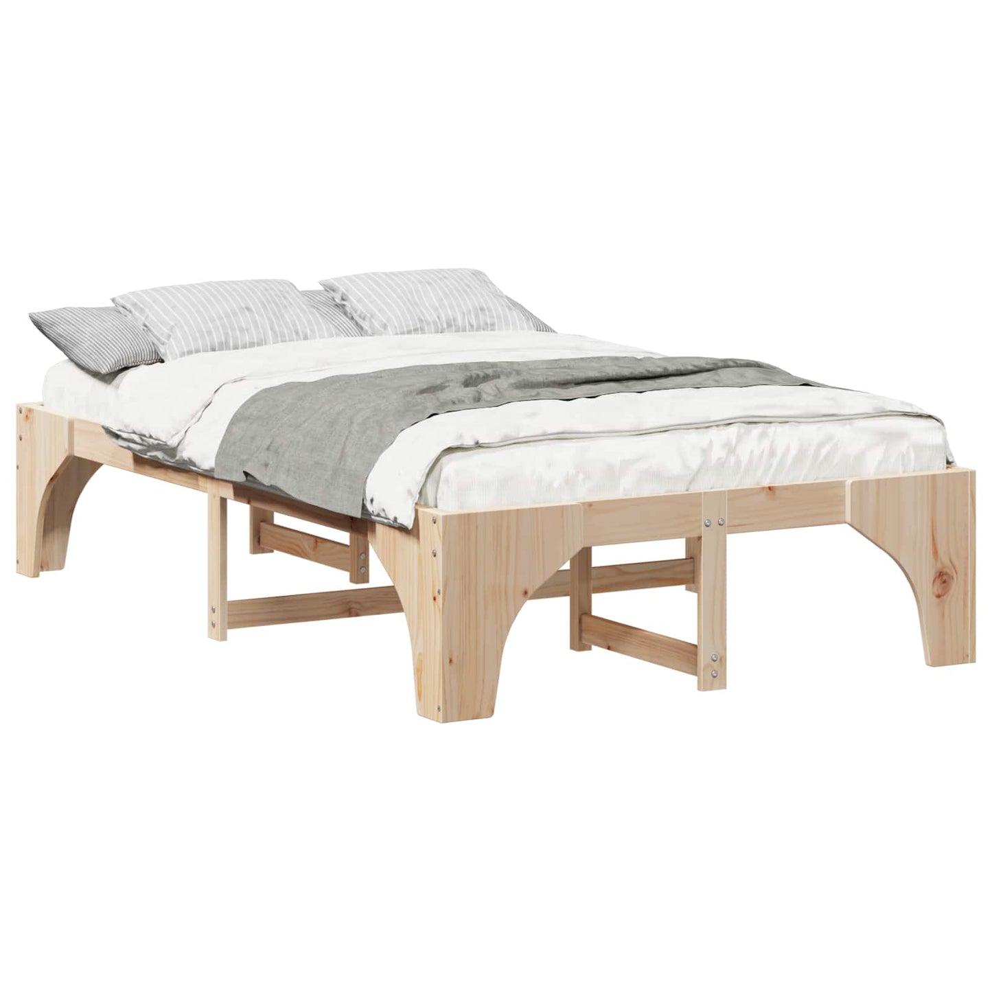 Bedframe Bruin 140 x 190 cm Massief grenenhout is nu te koop bij PeponiXL, paradijselijk wonen!