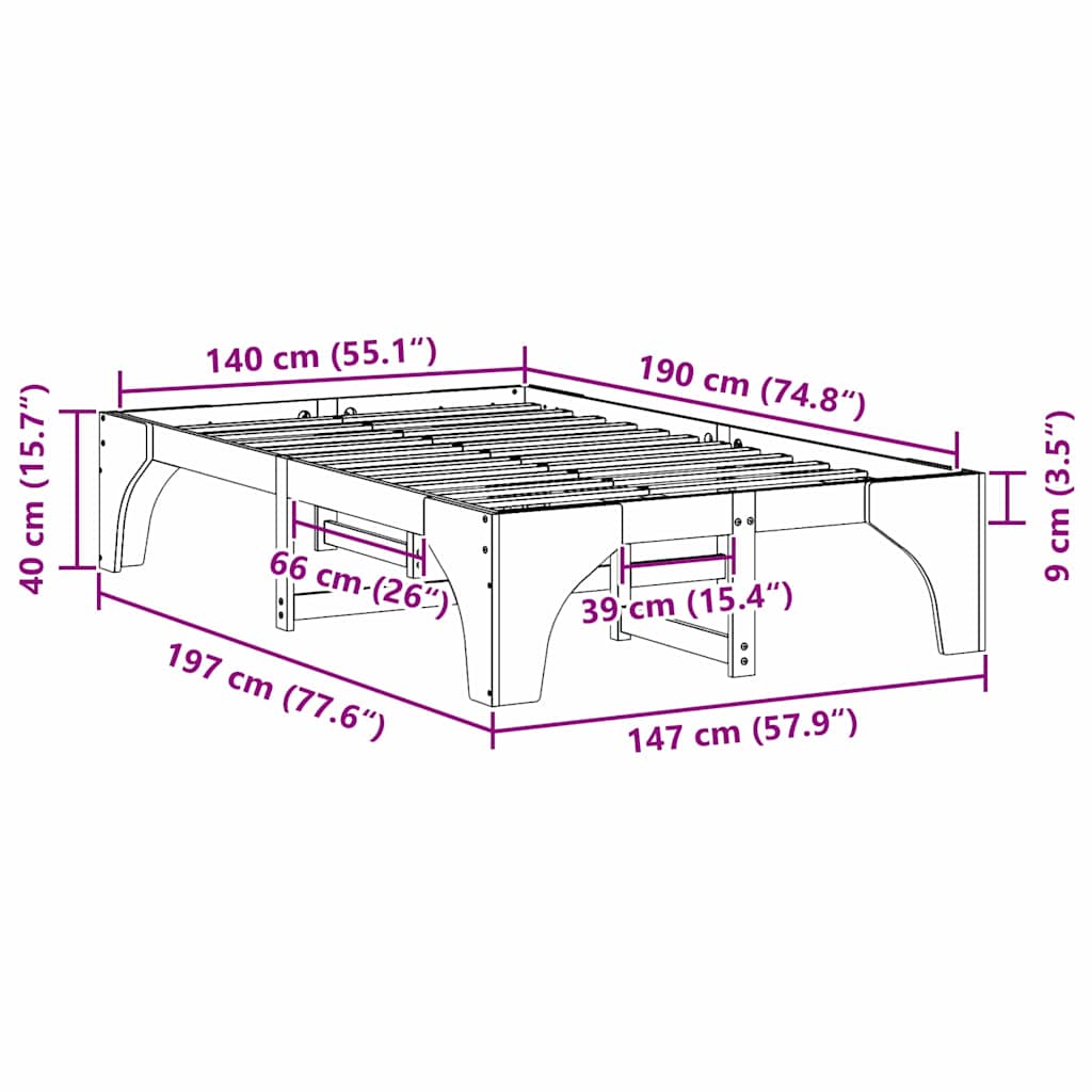 Bedframe Wit 140 x 190 cm Massief grenenhout is nu te koop bij PeponiXL, paradijselijk wonen!