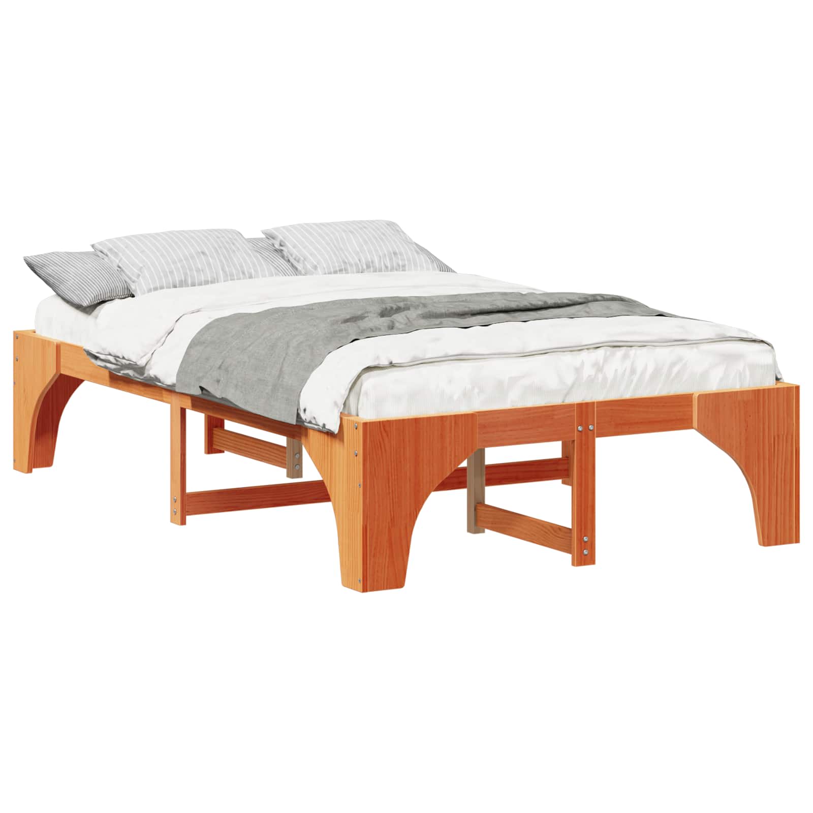 Bedframe Bruin 140 x 190 cm Massief grenenhout is nu te koop bij PeponiXL, paradijselijk wonen!