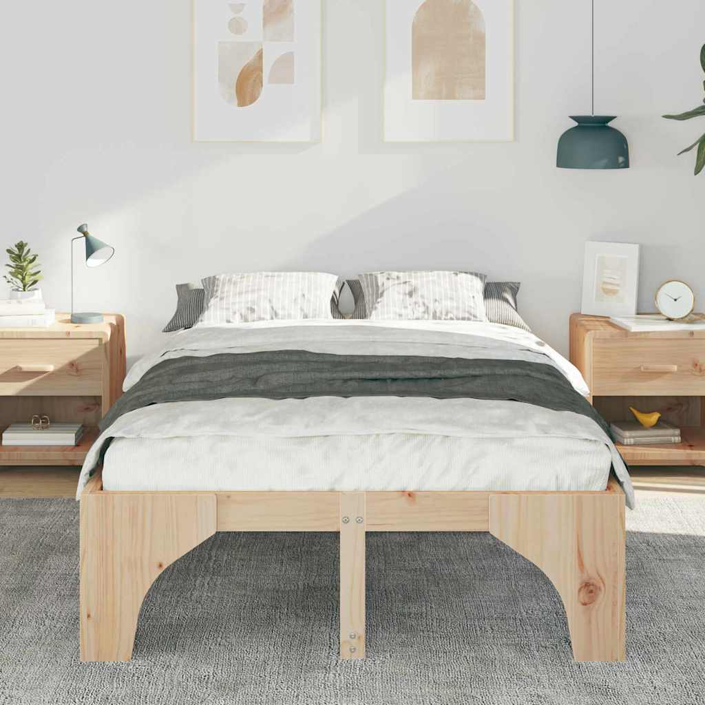 Bedframe Bruin 135 x 190 cm Massief grenenhout is nu te koop bij PeponiXL, paradijselijk wonen!