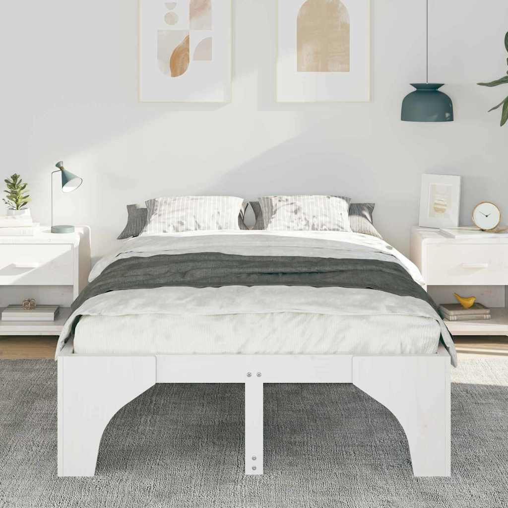 Bedframe Wit 135 x 190 cm Massief grenenhout is nu te koop bij PeponiXL, paradijselijk wonen!