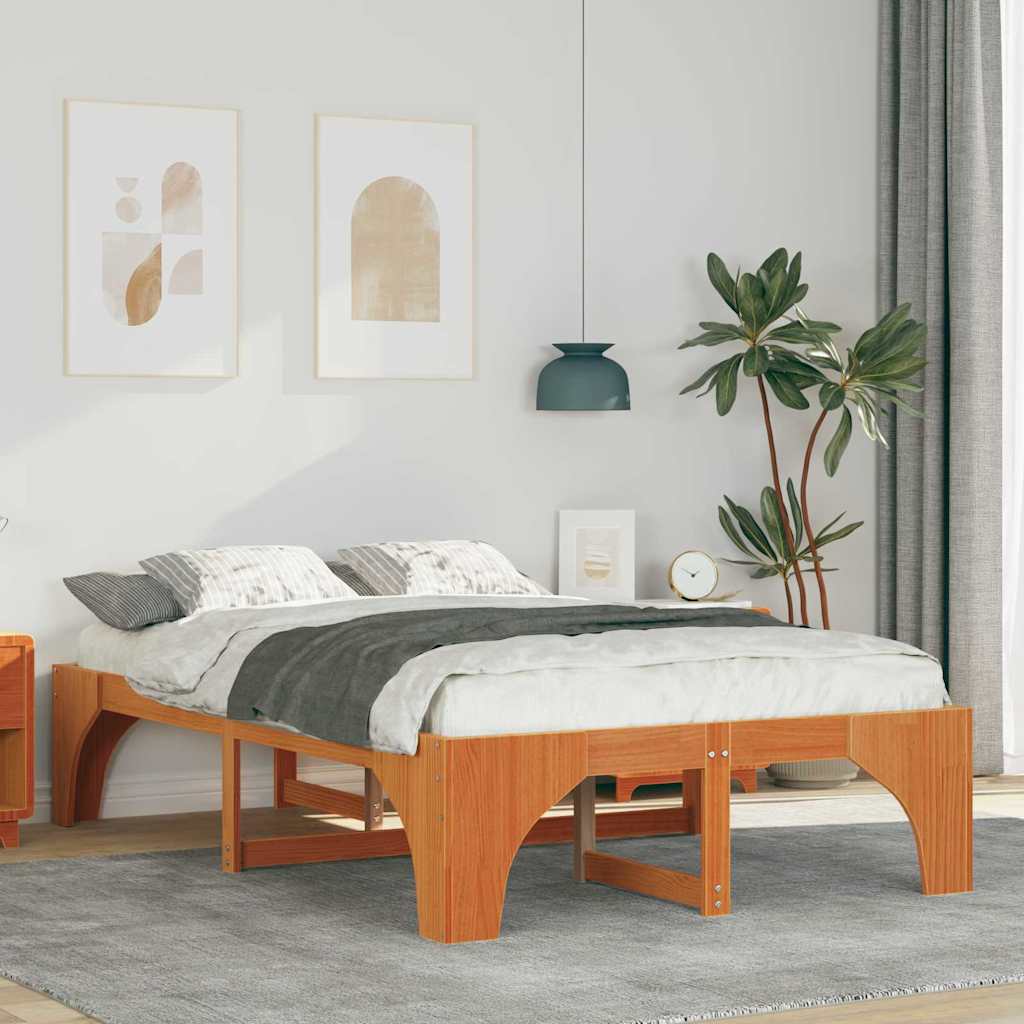 Bedframe Bruin 135 x 190 cm Massief grenenhout is nu te koop bij PeponiXL, paradijselijk wonen!
