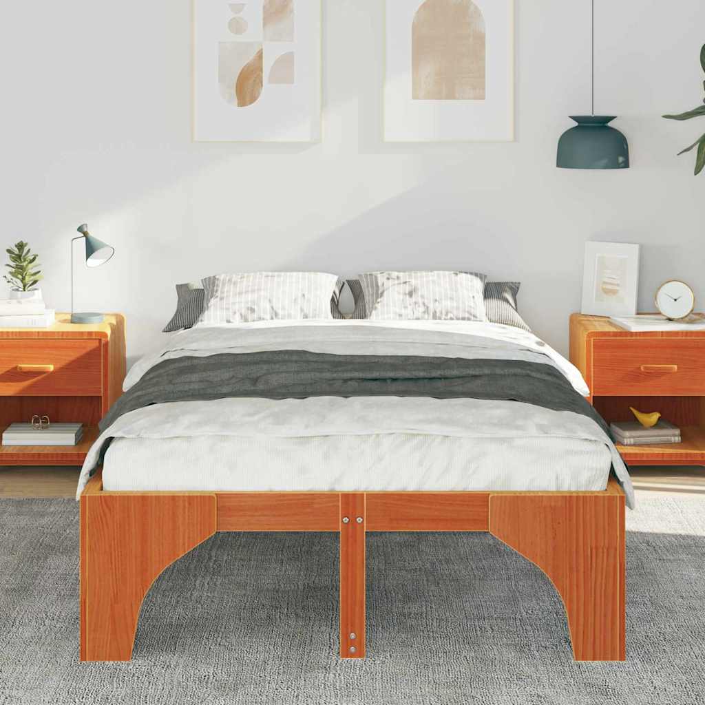 Bedframe Bruin 135 x 190 cm Massief grenenhout is nu te koop bij PeponiXL, paradijselijk wonen!