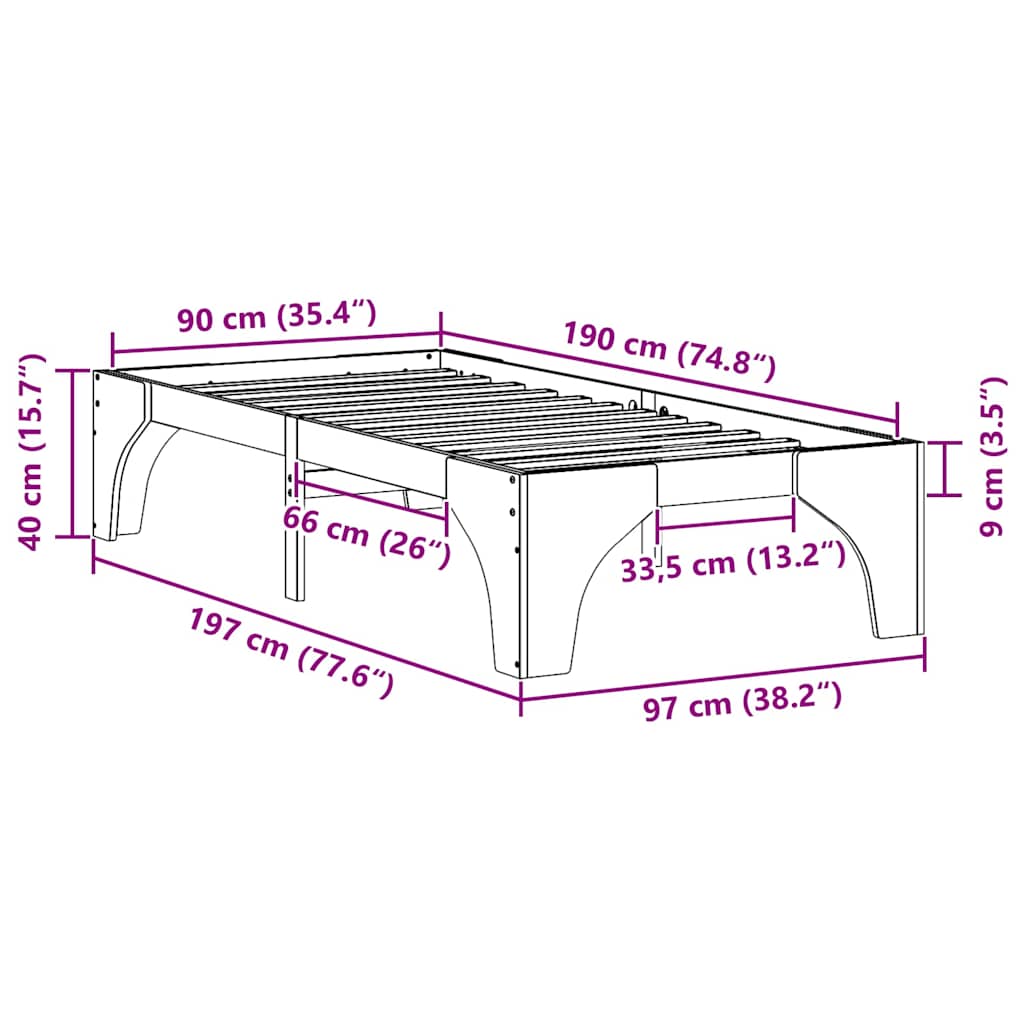 Bedframe Wit 90 x 190 cm Massief grenenhout is nu te koop bij PeponiXL, paradijselijk wonen!