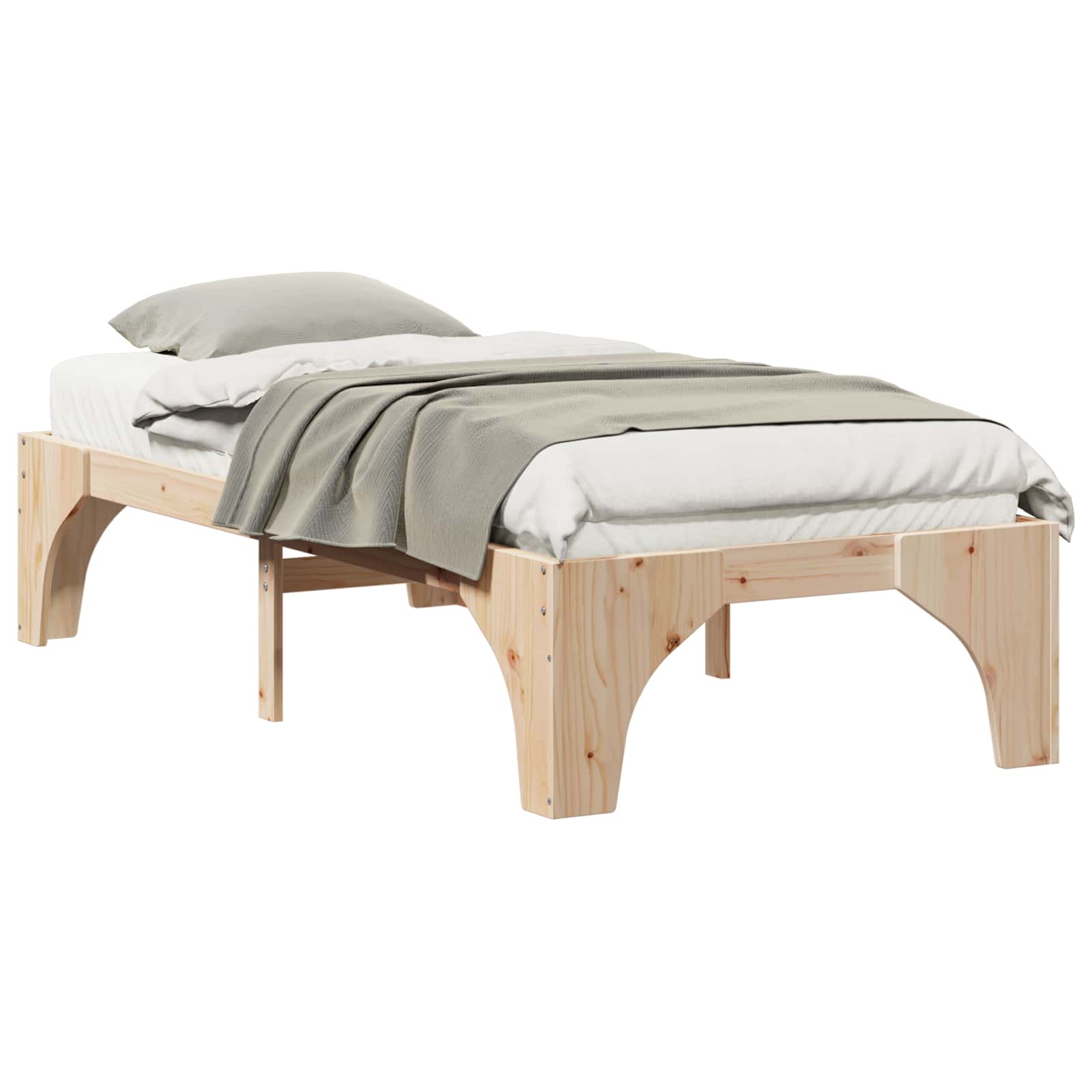 Bedframe Bruin 75 x 190 cm Massief grenenhout is nu te koop bij PeponiXL, paradijselijk wonen!