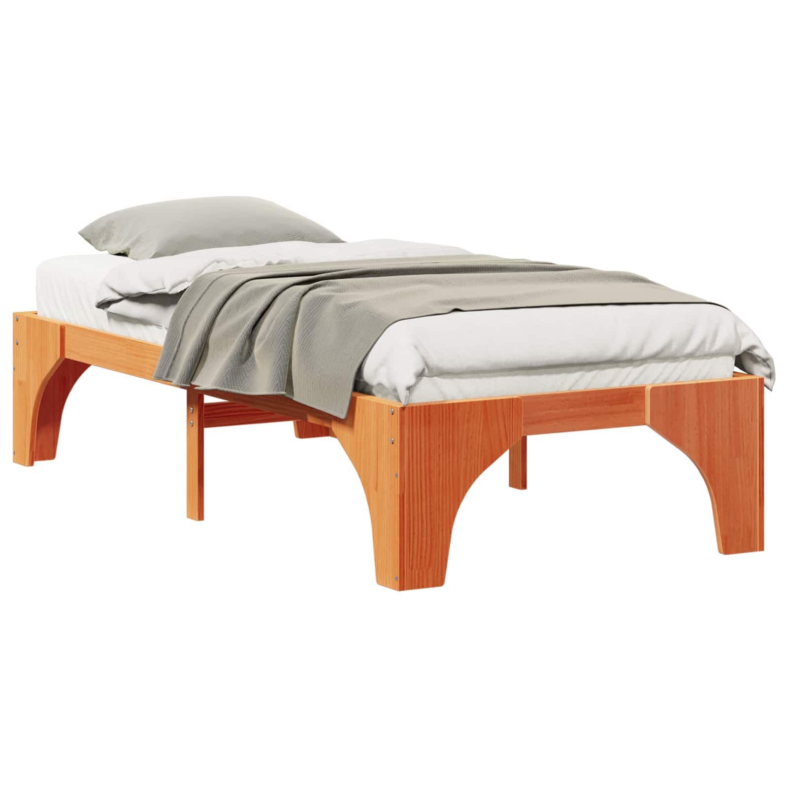Bedframe Bruin 75 x 190 cm Massief grenenhout is nu te koop bij PeponiXL, paradijselijk wonen!