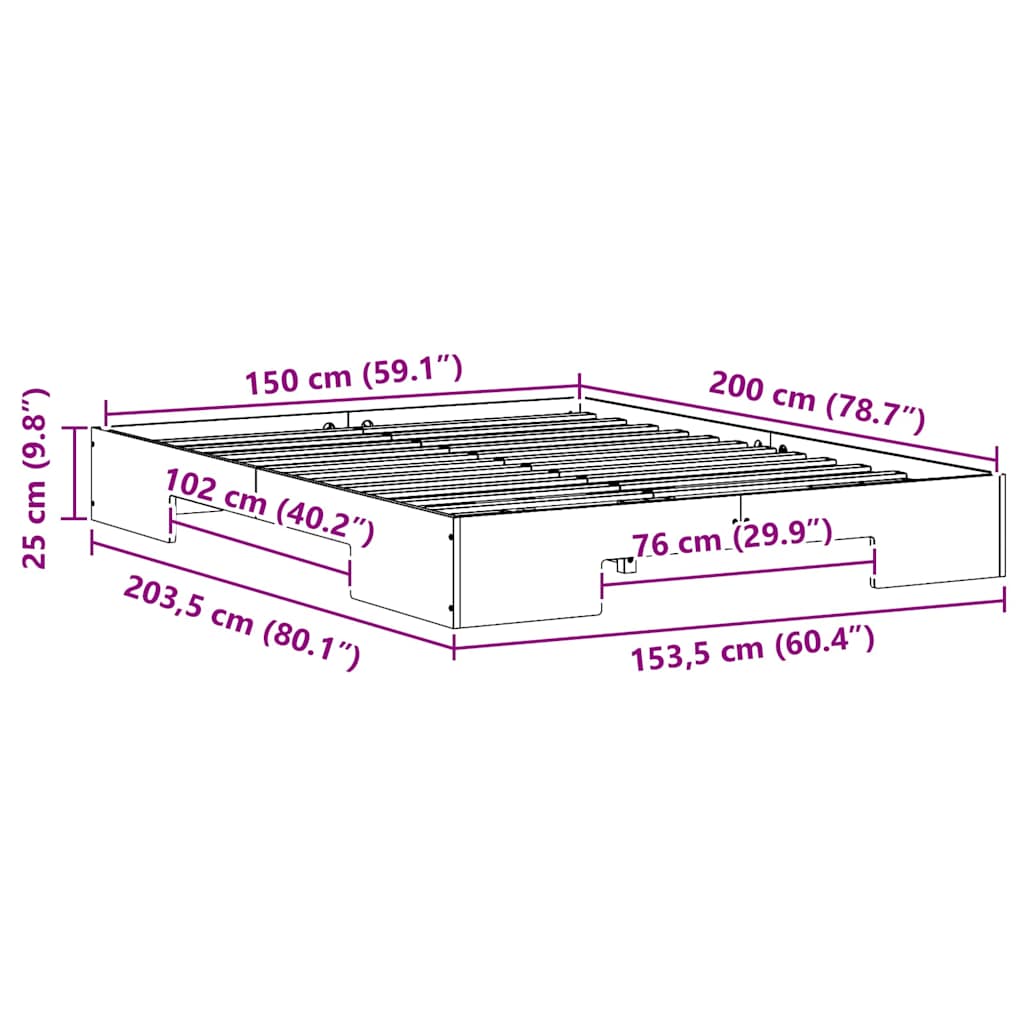 Bedframe Bruin 150 x 200 cm is nu te koop bij PeponiXL, paradijselijk wonen!