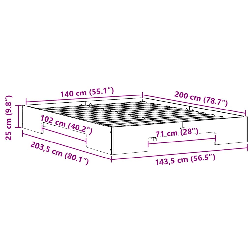 Bedframe Bruin 140 x 200 cm is nu te koop bij PeponiXL, paradijselijk wonen!