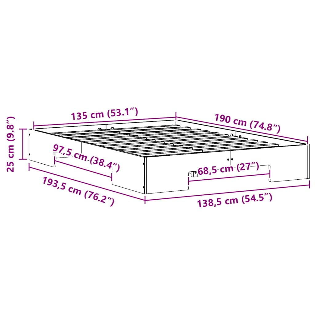 Bedframe Wit 135 x 190 cm is nu te koop bij PeponiXL, paradijselijk wonen!