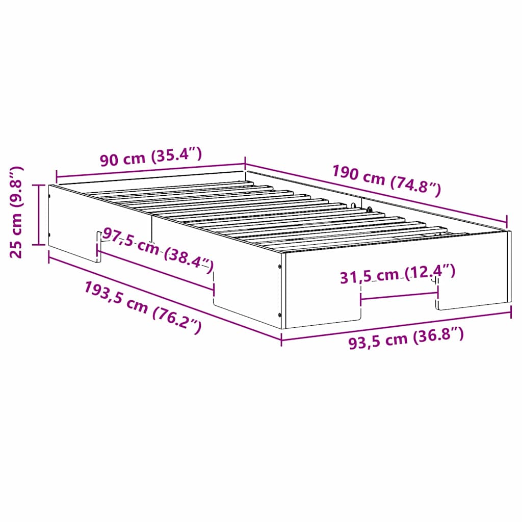 Bedframe Bruin 90 x 190 cm is nu te koop bij PeponiXL, paradijselijk wonen!