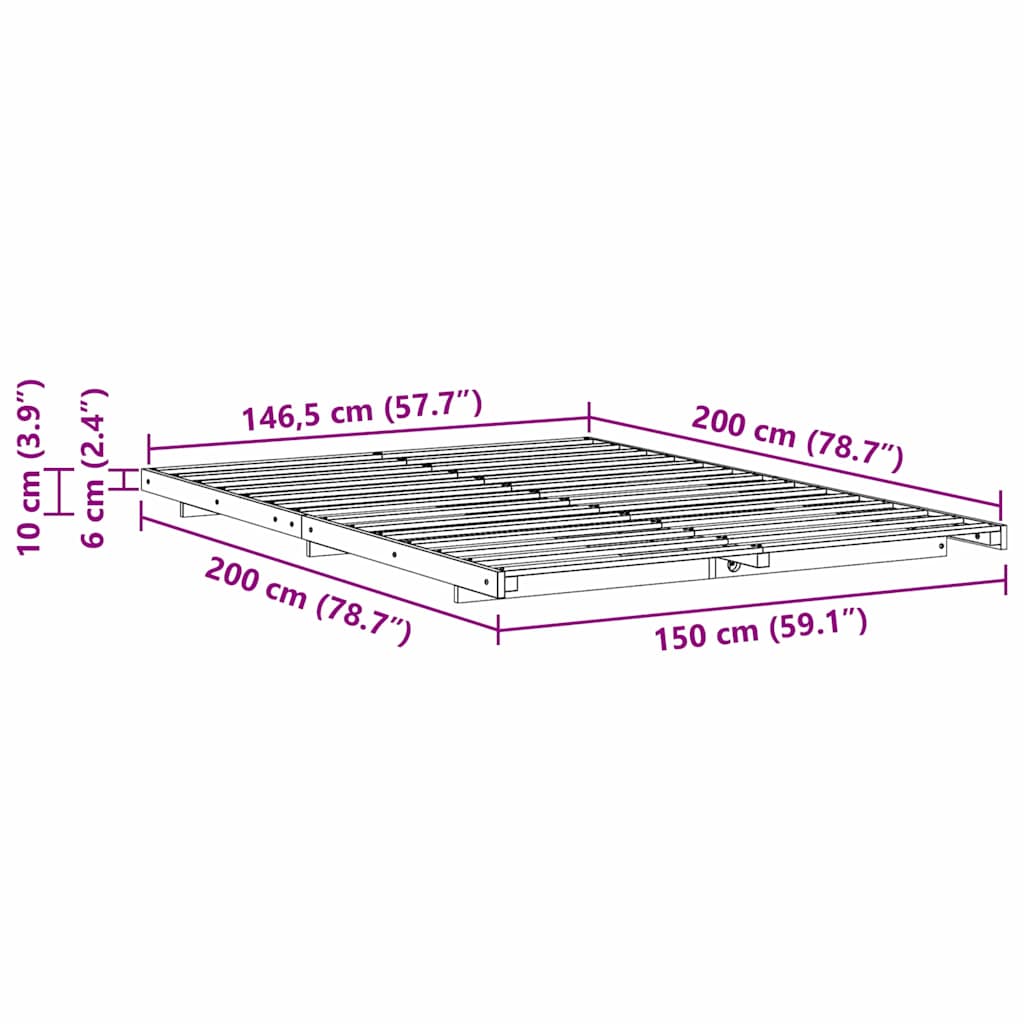 Bedframe Bruin 150 x 200 cm Massief grenenhout is nu te koop bij PeponiXL, paradijselijk wonen!