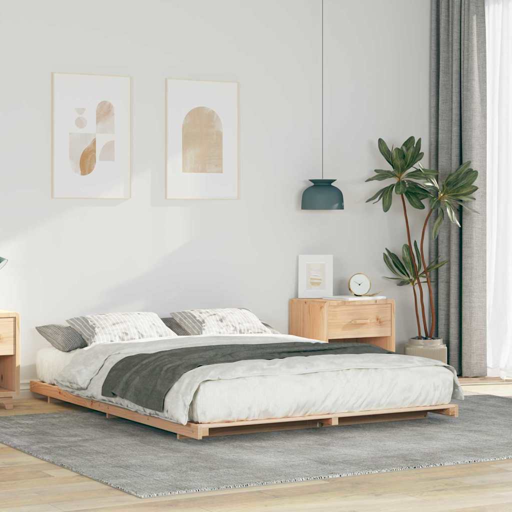 Bedframe Bruin 140 x 200 cm Massief grenenhout is nu te koop bij PeponiXL, paradijselijk wonen!