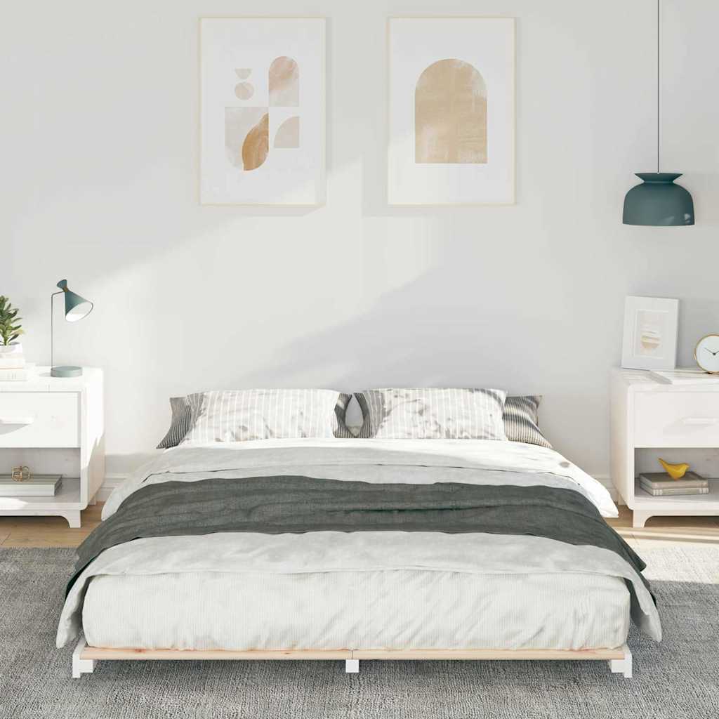 Bedframe Wit 140 x 200 cm Massief grenenhout is nu te koop bij PeponiXL, paradijselijk wonen!