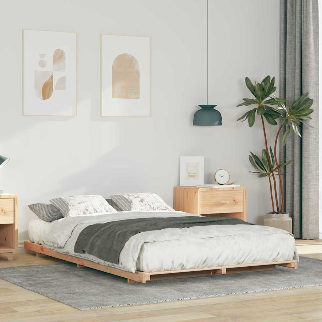 Bedframe Bruin 135 x 190 cm Massief grenenhout is nu te koop bij PeponiXL, paradijselijk wonen!