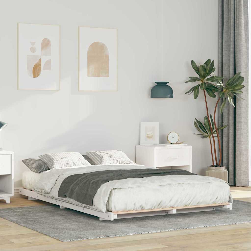 Bedframe Wit 135 x 190 cm Massief grenenhout is nu te koop bij PeponiXL, paradijselijk wonen!