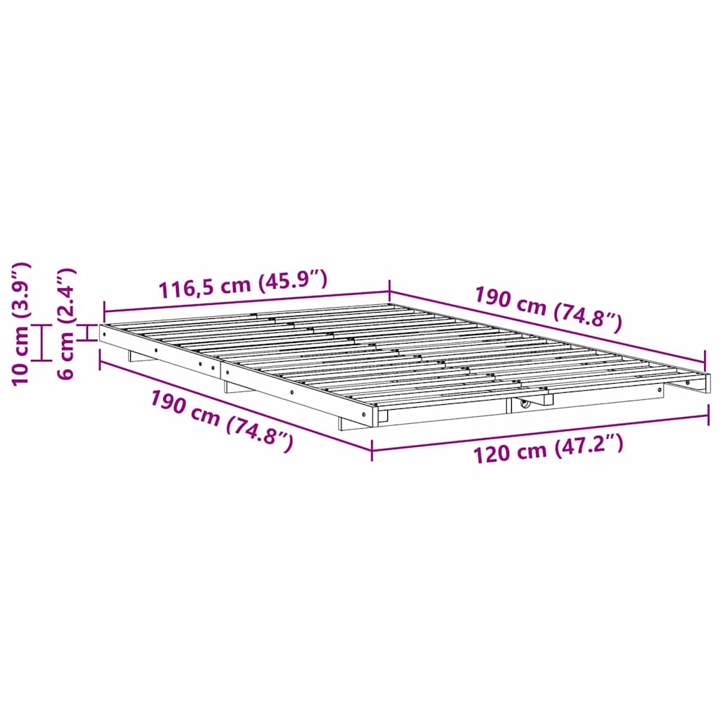 Bedframe Wasbruin 120 x 190 cm Massief grenenhout is nu te koop bij PeponiXL, paradijselijk wonen!