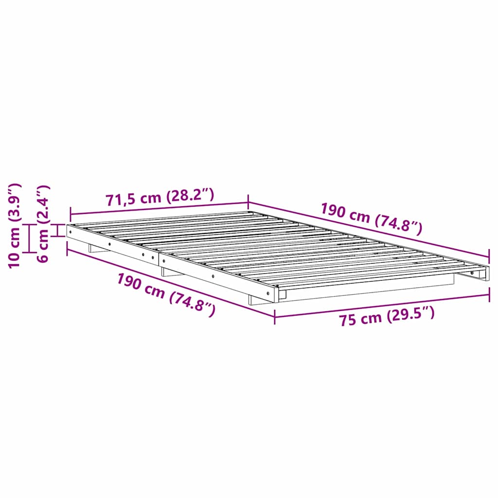 Bedframe Wasbruin 75 x 190 cm Massief grenenhout is nu te koop bij PeponiXL, paradijselijk wonen!