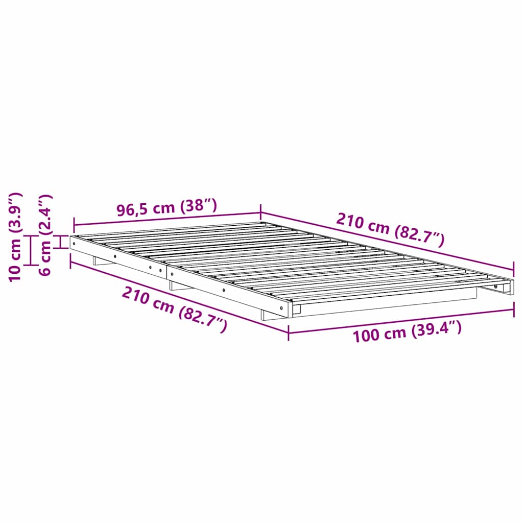Bedframe Wasbruin 100 x 210 cm Massief grenenhout is nu te koop bij PeponiXL, paradijselijk wonen!