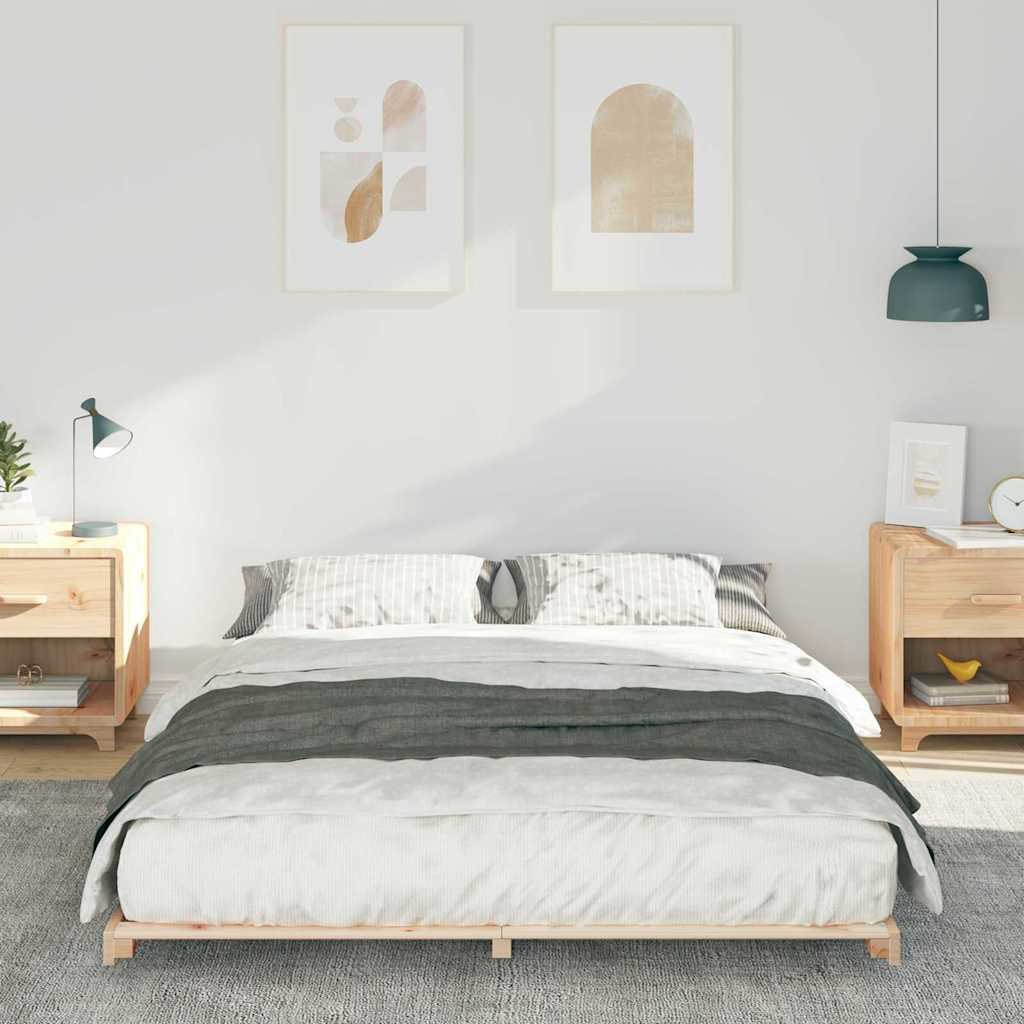 Bedframe Bruin 140 x 210 cm Massief grenenhout is nu te koop bij PeponiXL, paradijselijk wonen!