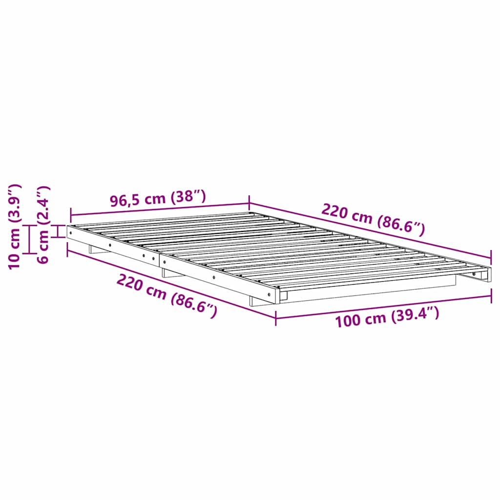Bedframe Wasbruin 100 x 220 cm Massief grenenhout is nu te koop bij PeponiXL, paradijselijk wonen!